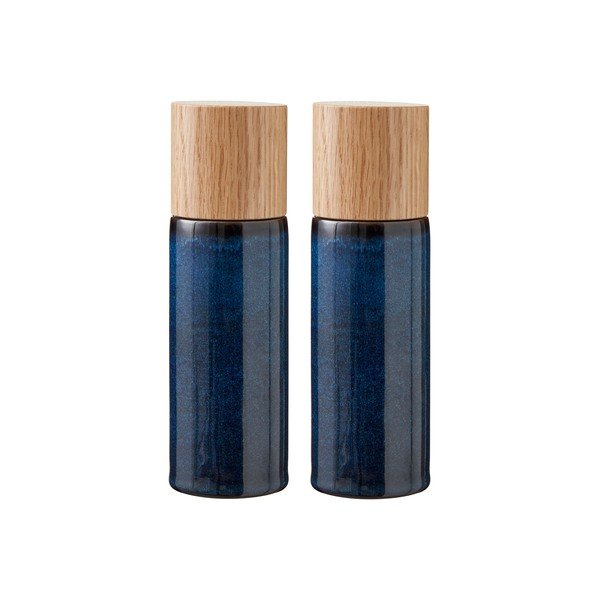 Tmavomodrá keramická súprava mlynčekov na korenie a soľ 2 ks Gastro Blue – Bitz