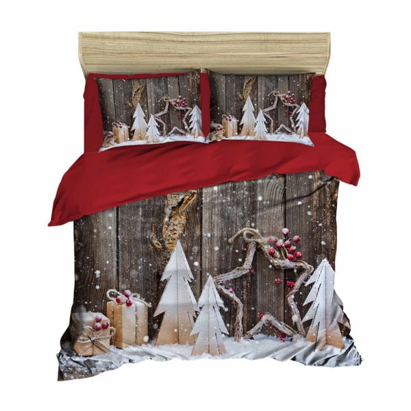 Sada obliečky a plachty na dvojposteľ Christmas Wood, 200 × 220 cm
