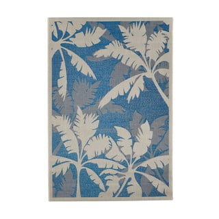 Modro-sivý vonkajší koberec Floorita Palms Blue, 160 x 230 cm
