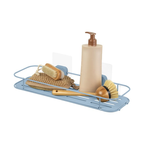 Svetlomodrá samodržiaca kovová kúpeľňová polička Grena – Compactor-image-3