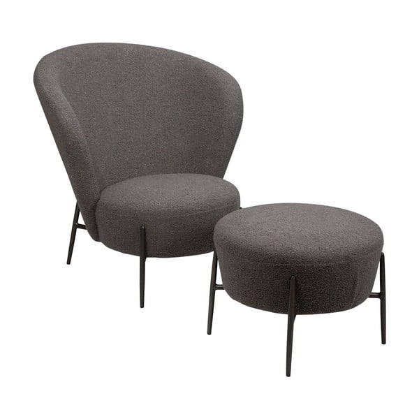 Sivé kreslo z textílie buklé Orbit – DAN-FORM Denmark-image-3