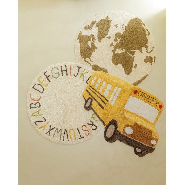 Okrovožltý prateľný/ručne tkaný bavlnený detský koberec 90x130 cm School Bus – Lorena Canals-image-1