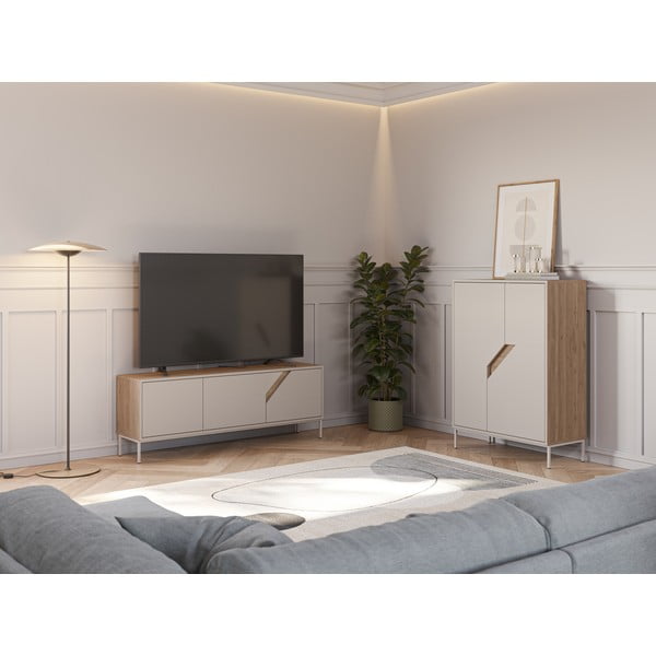 Komoda v dekore duba v krémovo-prírodnej farbe 85x120x40 cm Lilou – Marckeric-image-1