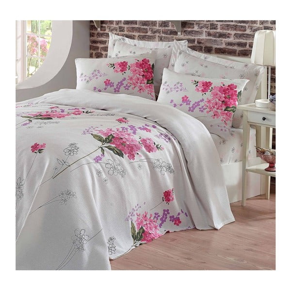 Ružová ľahká prikrývka cez posteľ Sumbul, 200 x 235 cm