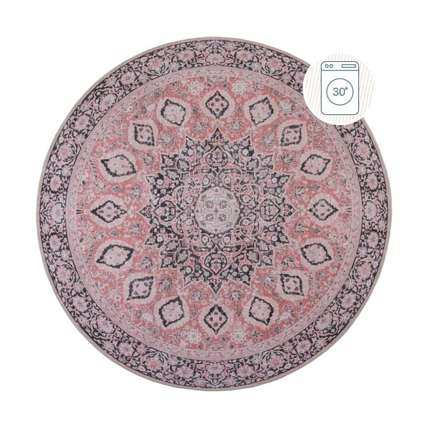 Ružový prateľný okrúhly koberec ø 180 cm Somerton - Flair Rugs