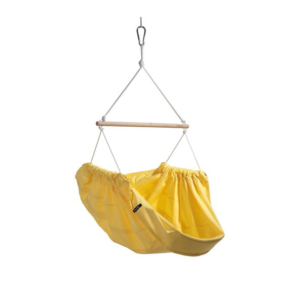 Žltá hojdačka z bavlny pre dospelých so zavesením do stropu Hojdavak Maxi