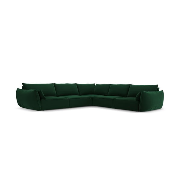 Tmavozelená zamatová rohová pohovka Vanda – Mazzini Sofas-image-2