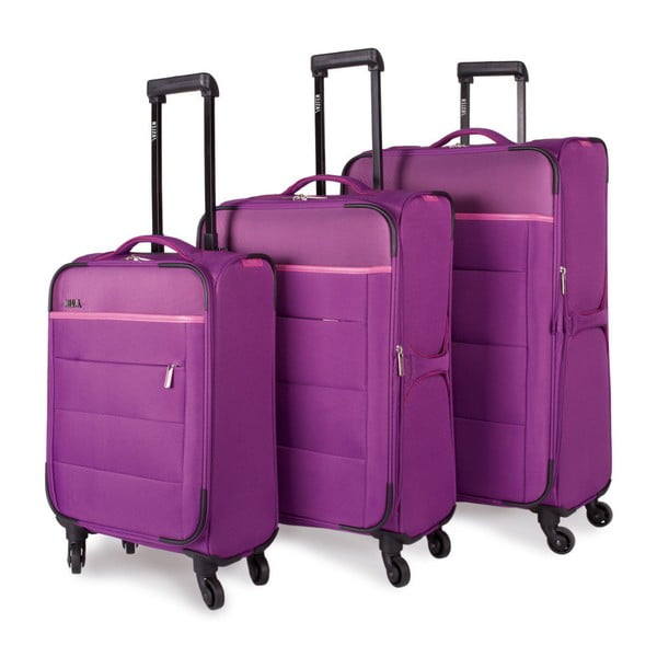Sada 3 fialových cestovných kufrov na kolieskach Arsamar Davis
