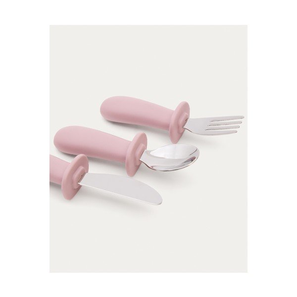 Ružový plastový/zo silikónu detský príbor 3 ks Lili – Kave Home-image-4