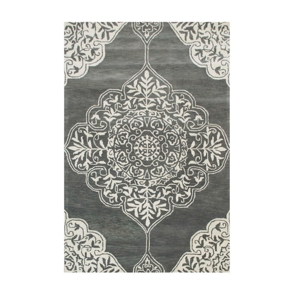 Ručne tuftovaný sivý koberec Bakero Kirman, 153 × 244 cm