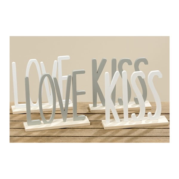 Sada 4 dekoratívnych nápisov Boltze Love, Kiss