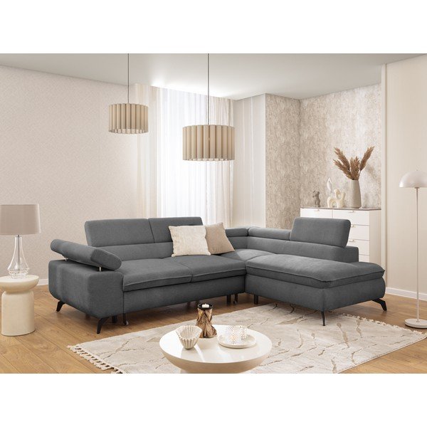 Sivá ženilková rohová pohovka (pravý roh/do L) Marbeya  – Ropez-image-1