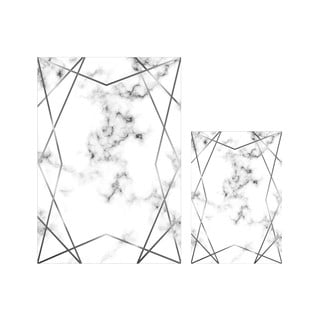 Súprava 2 bielo-sivých kúpeľňových predložiek Mila Home Geometric