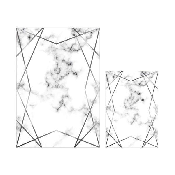 Súprava 2 bielo-sivých kúpeľňových predložiek Mila Home Geometric