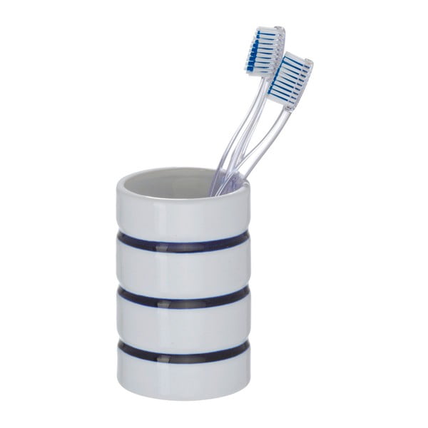 Bielo-modrý pohárik na zubné kefky Wenko Marine