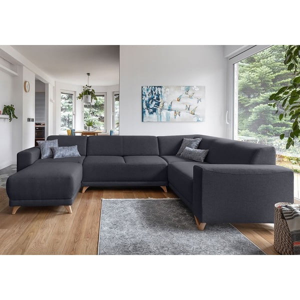 Antracitová rozkladacia/s úložným priestorom rohová pohovka (pravý roh/do tvaru "U") Classy Sophie – Miuform-image-1