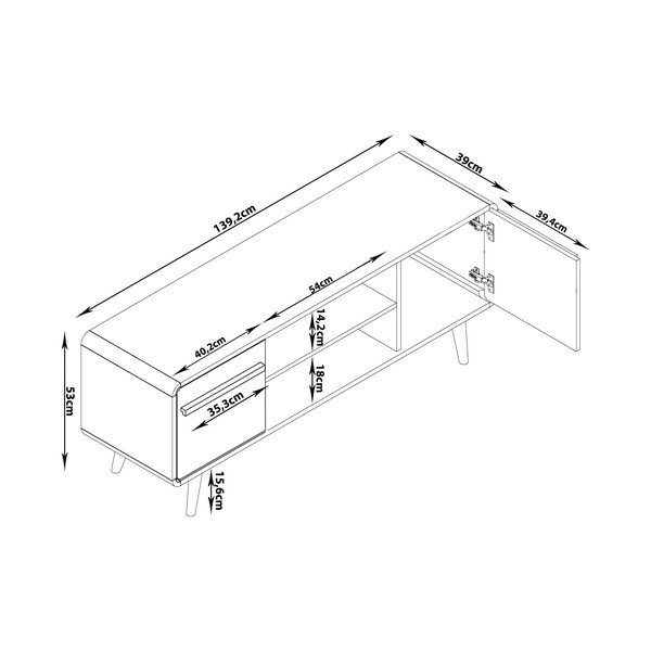 Čierny TV stolík v dekore duba 140x53 cm Chantal - Støraa-image-4