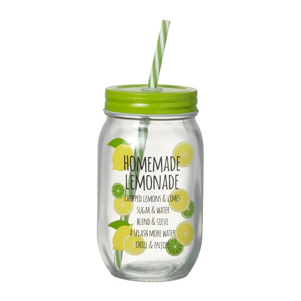 Zelený pohár so slamkou Parlane Homemade Lemonade