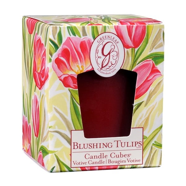Sviečka s vôňou tulipánov Greenleaf Blushing Tulips, doba horenia 15 hodín