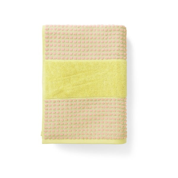 Žltý/ružový froté uterák z Bio bavlny 50x100 cm Check – JUNA