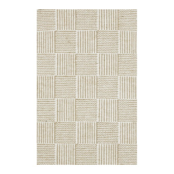 Bielo-béžový ručne tkaný koberec Linie Design Chess, 50 × 80 cm