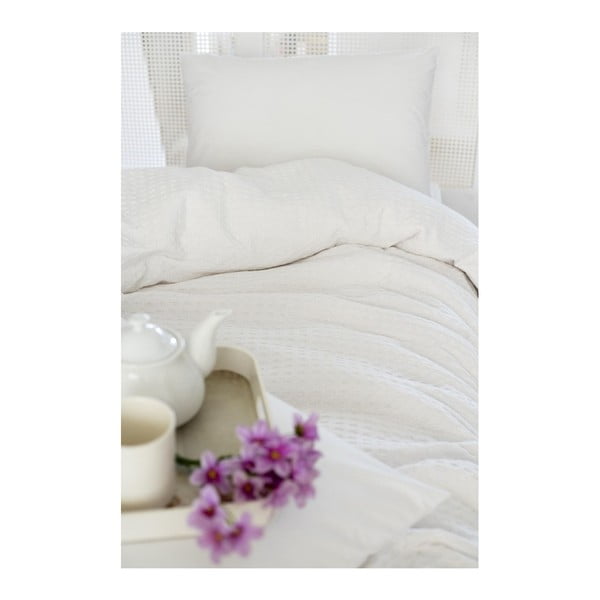 Biela bavlnená prikrývka cez posteľ na dvojlôžko Pure, 200 × 240 cm