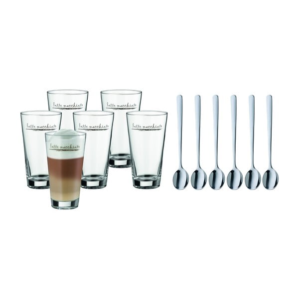 Sklenené hrnčeky s lyžičkami v striebornej farbe v súprave 6 ks 280 ml - WMF-image-3