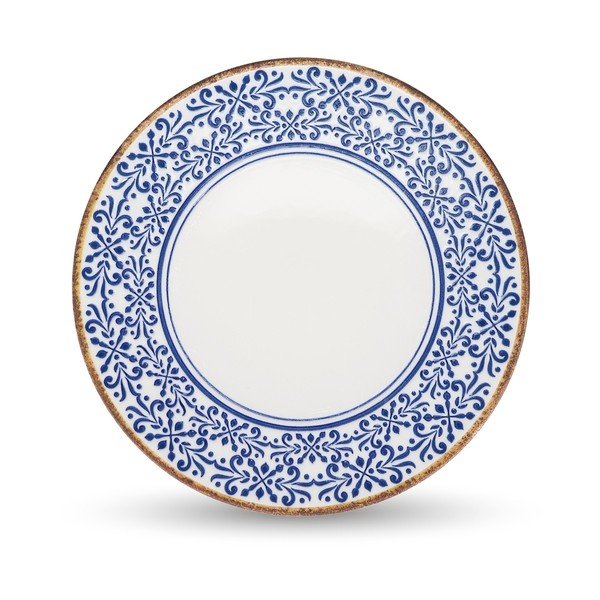 Biely/modrý servírovací porcelánový tanier ø 32 cm Azul – BonBistro