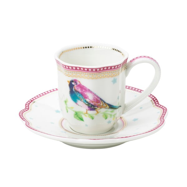 Porcelánová šálka na espresso s tanierikom Birdie od Lisbeth Dahl, 2 ks-image-1