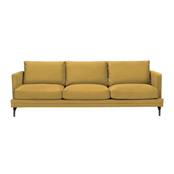 Žltá trojmiestna pohovka s podnožou v zlatej farbe Windsor & Co Sofas Jupiter