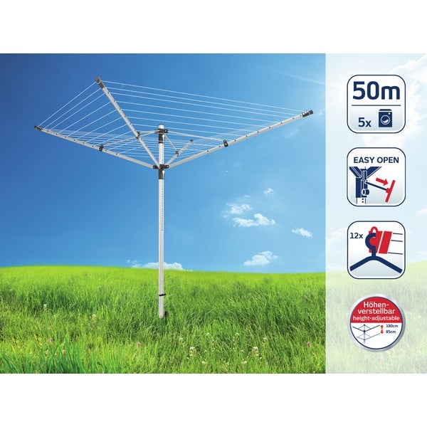 Vonkajší sušiak na bielizeň v striebornej farbe 50 m LinoLift 500 – LEIFHEIT-image-1