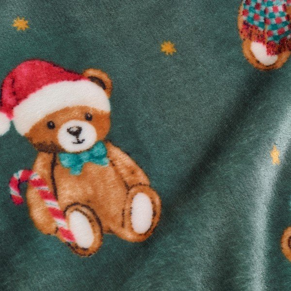 Tmavozelená deka s vianočným motívom 170x130 cm Christmas Tartan Teddy Bear – Catherine Lansfield-image-3