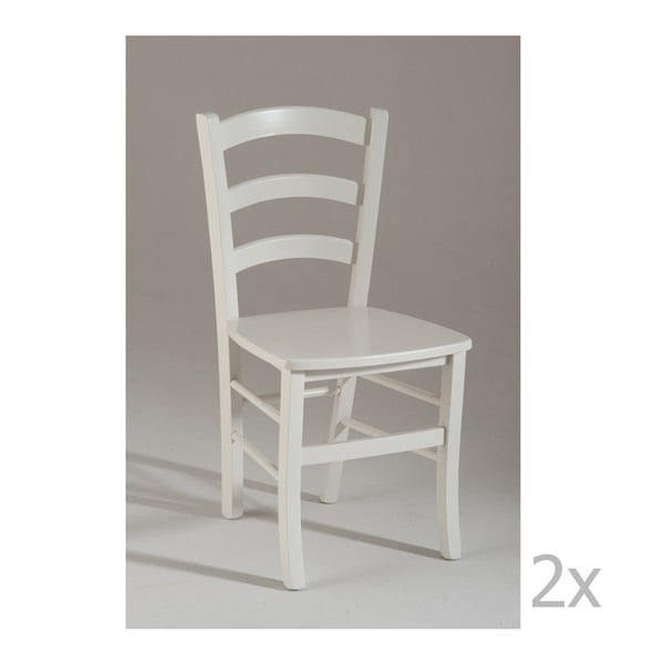 Sada 2 bielych drevených jedálenských stoličiek Castagnetti Piatto
