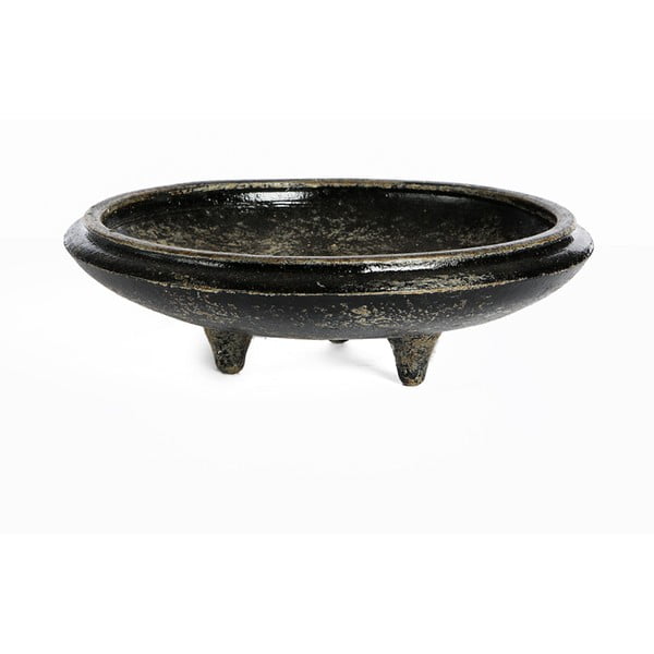 Čierny keramický dekoratívny servírovací tanier Simla, ⌀ 27 cm