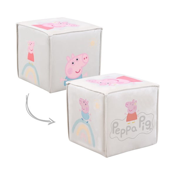 Biely zamatový detský puf Peppa Pig – Roba-image-2