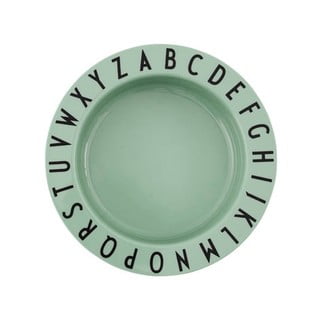 Zelený detský hlboký tanier Design Letters Eat & Learn, 15,5 cm