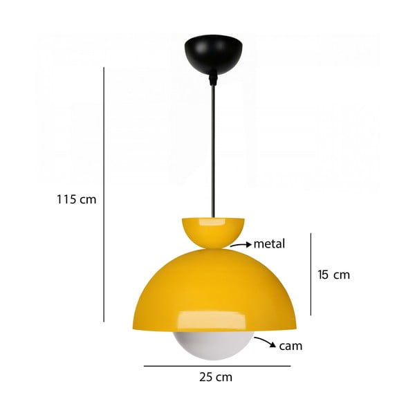 Žlté závesné svietidlo s kovovým tienidlom ø 25 cm Arta – Opviq lights-image-2