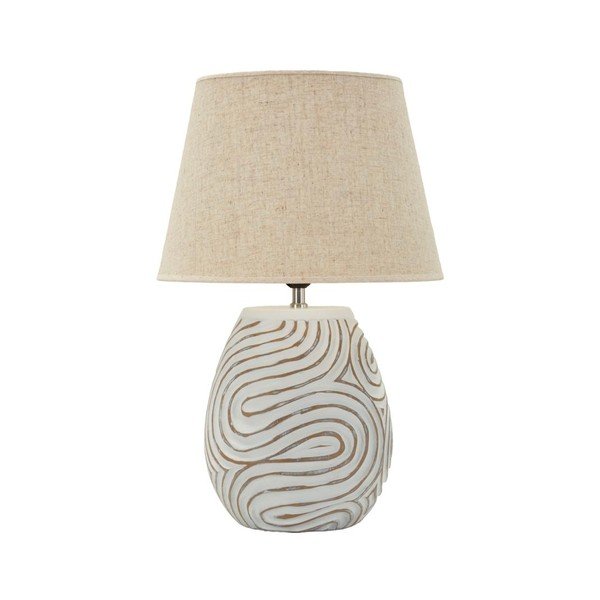 Krémovobiela stolová lampa z polyresínu s textilným tienidlom (výška  55 cm) Oblix – Mauro Ferretti