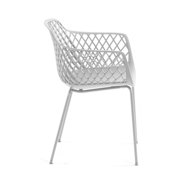 Biela kovová záhradná stolička Quinn – Kave Home-image-2