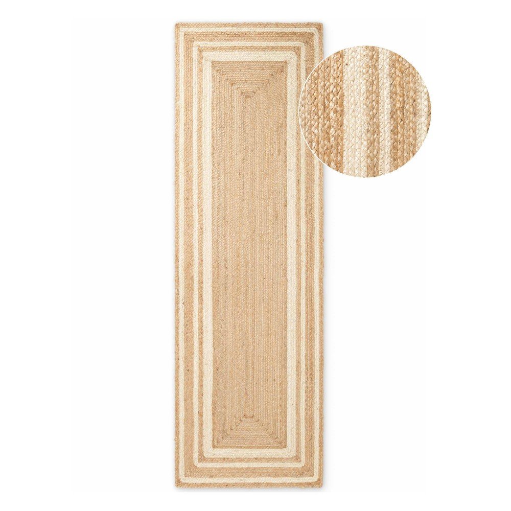 Krémovobiely/v prírodnej farbe obojstranný/ručne tkaný jutový behúň 70x200 cm Jutta – Hanse Home