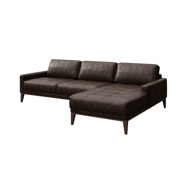 Tmavohnedá kožená rohová pohovka MESONICA Musso Tufted, pravý roh-image-2