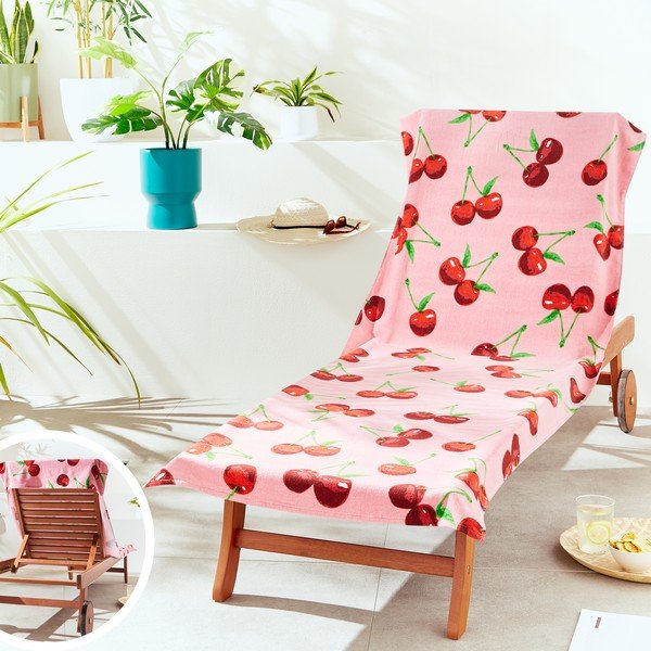 Ružová bavlnená plážová osuška 78x200 cm Cherries – Catherine Lansfield-image-4
