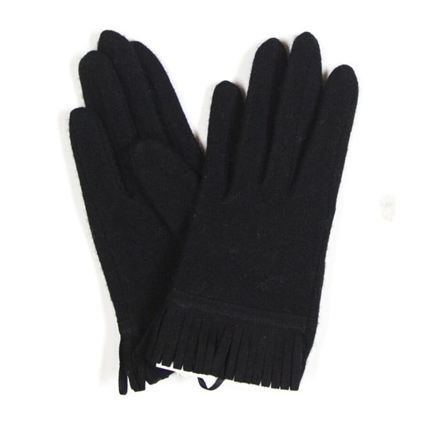 Čierne  rukavice so strapcami Silk and Cashmere franges