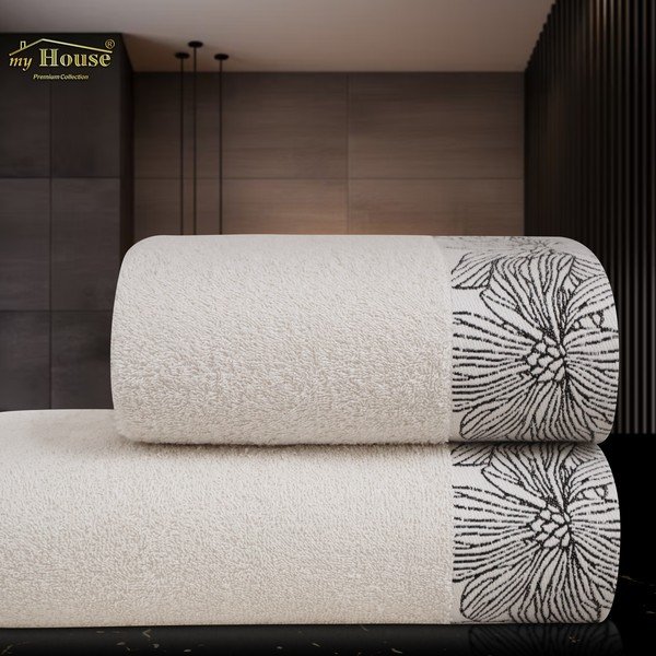 Slonovinový froté bavlnený uterák 50x100 cm Valencia – My House-image-1