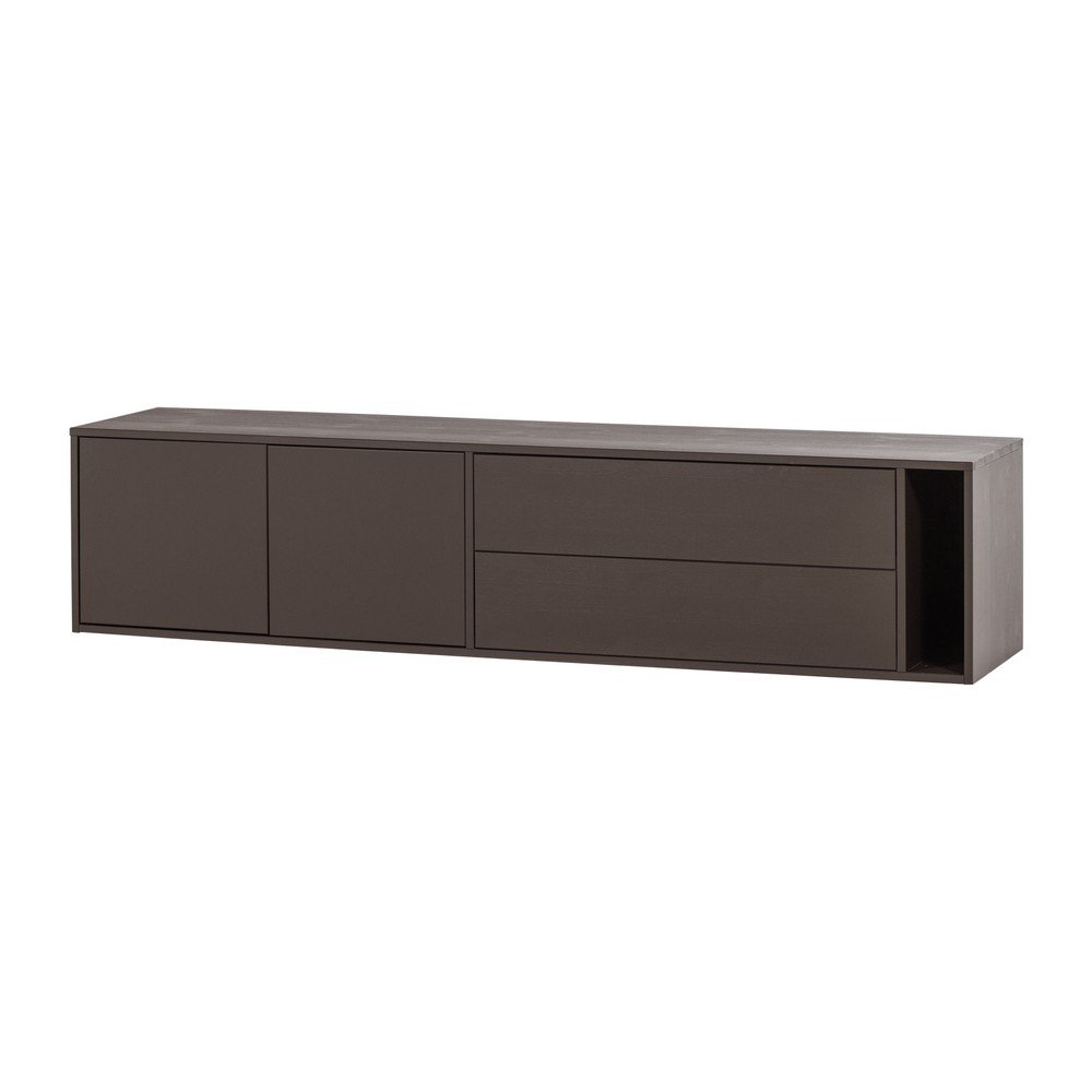 E-shop Tmavohnedý TV stolík z borovicového dreva 200x45x44 cm Settle Down – vtwonen