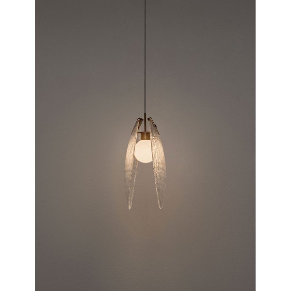 Oceľové LED závesné svietidlo v mosadznej farbe so skleneným tienidlom Shelina – Nova Luce-image-4