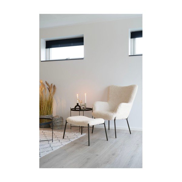 Krémovobiela podnožka z umelej kožušiny Glasgow – House Nordic-image-4