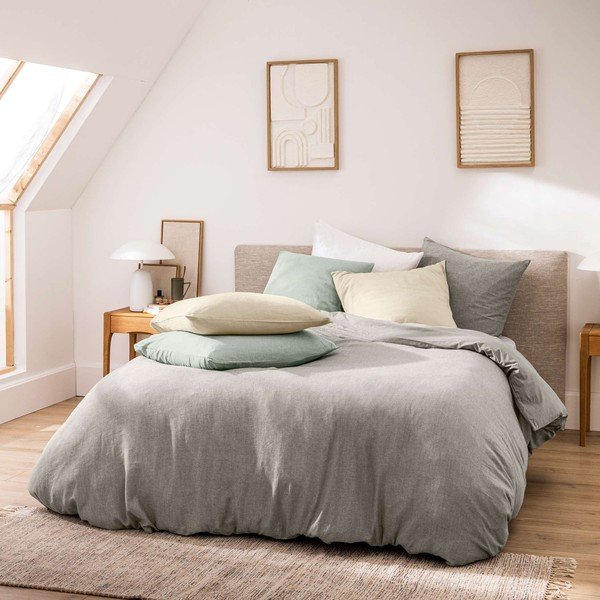 Sivé 3-dielne bavlnené obliečky na dvojlôžko/predĺžené 240x220 cm Meline – douceur d'intérieur-image-3