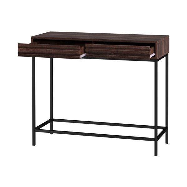Tmavohnedý konzolový stolík s doskou v dekore orechového dreva 35x90 cm Celine – Støraa