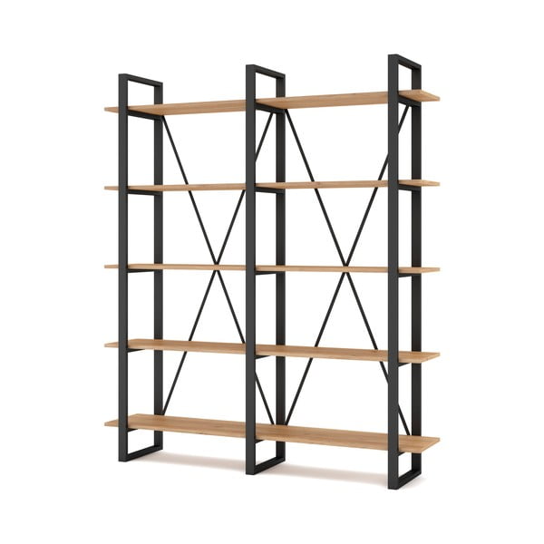 Čierny/prírodný regál v dekore duba 150x180 cm Aviva – Marckeric-image-3